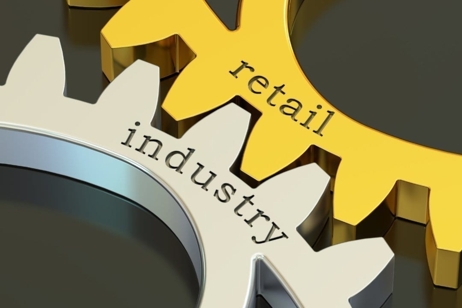 retail industry concept on the gearwheels, 3D rendering