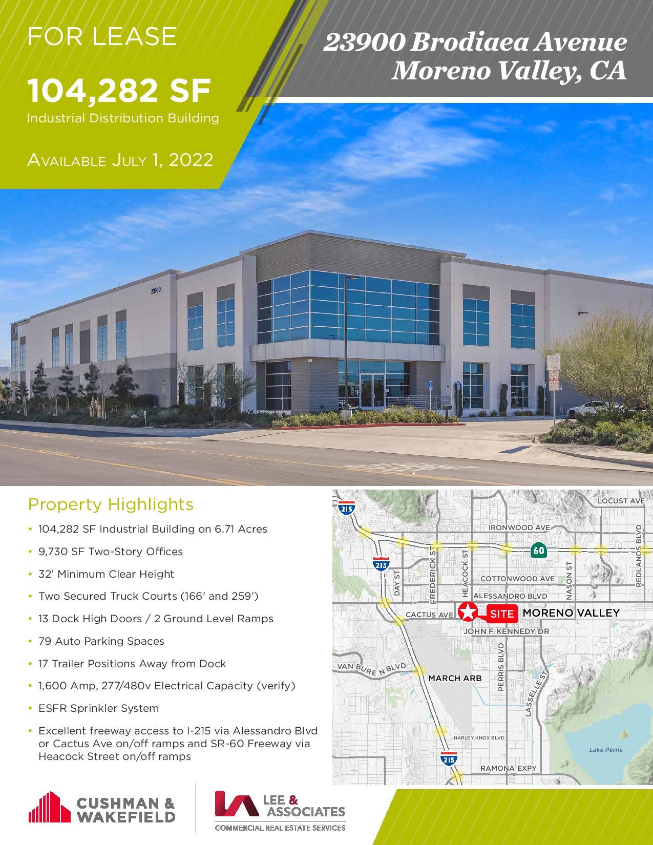 A flyer showing the location of a building for lease.